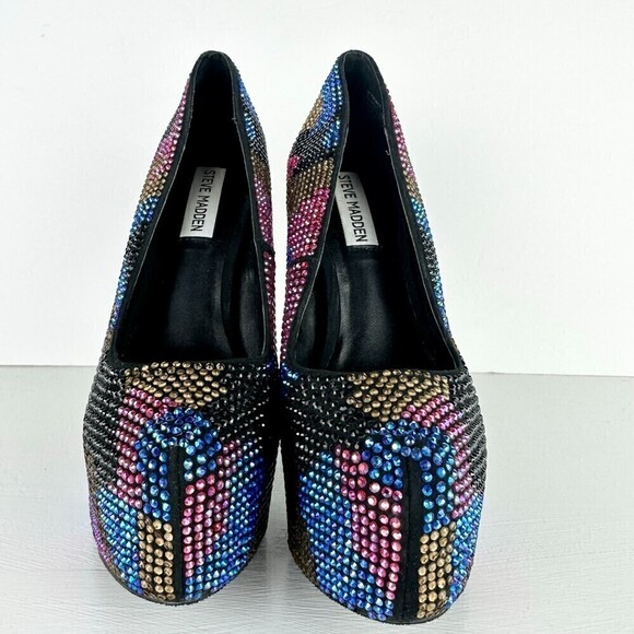 Steve Madden Dyvinal Multi-Colored Rhinestone Platform Heels Glitz Size 7.5 - Picture 4 of 7